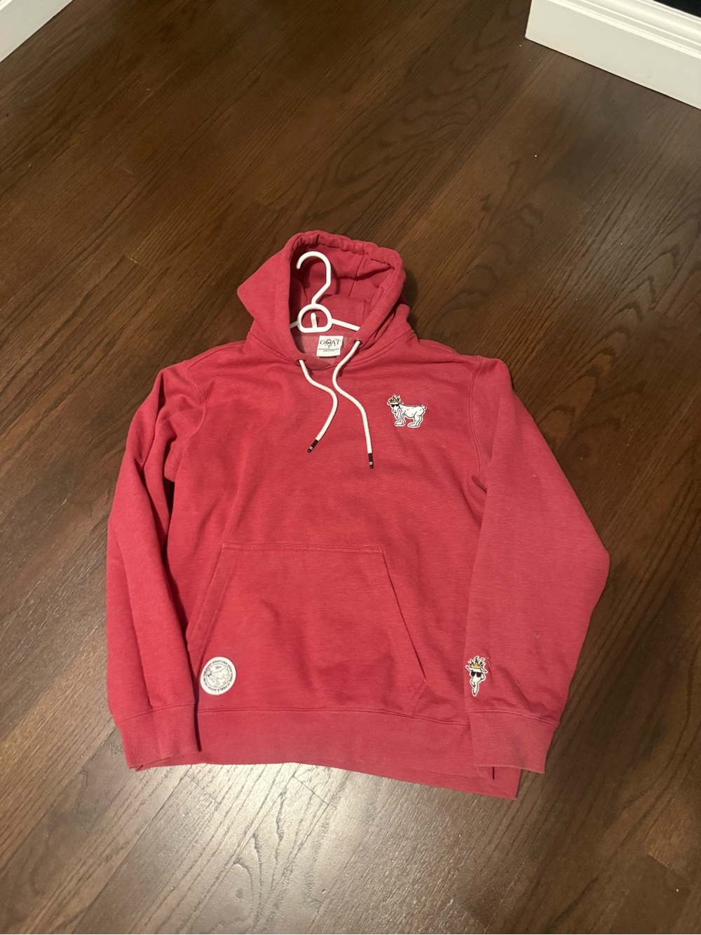 GOAT USA Kids Red Hoodie with Embroidered Animal Motifs